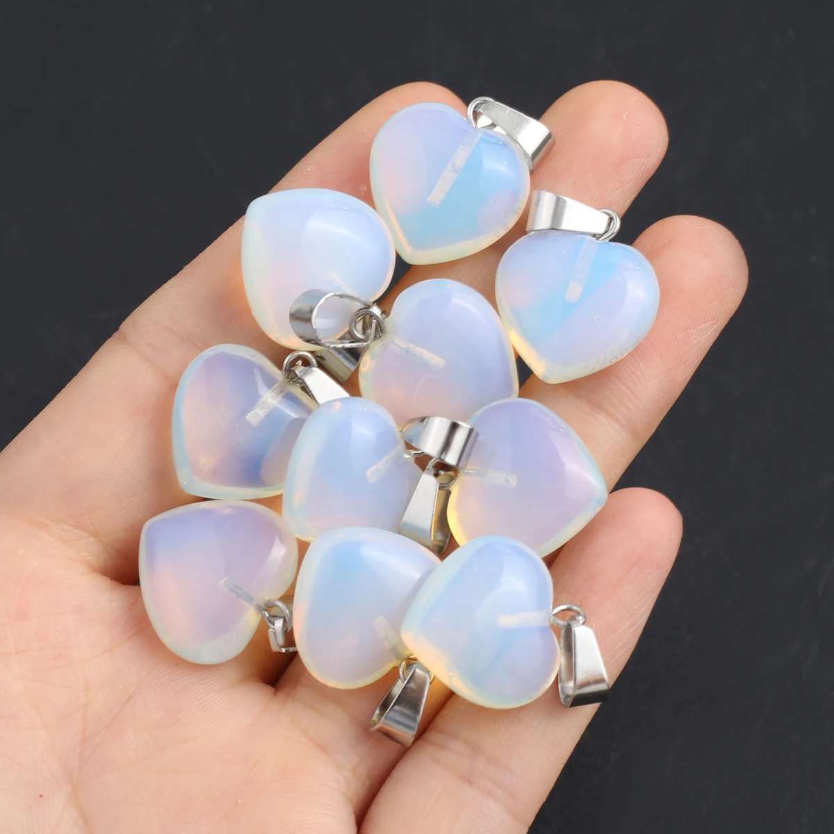 5pc Natural Stone Pendant Heart Opal Healing Crystals Stone Charms For Jewelry Making DIY Necklaces 29x20mm/26x16mm