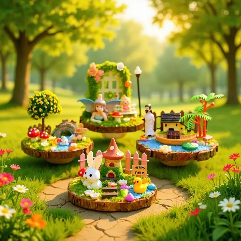 Creative DIY Micro Landscape Kit, Miniature Scene Ornament, Resin Decor Desktop Craft Set, Handmade Material Bag for Home Decor