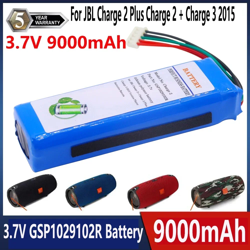 6000mAh/9000mah GSP1029102R Battery For JBL Charge 2 Plus,Charge 2+,charge 3 2015 Version GSP1029102R P763098 Batteries