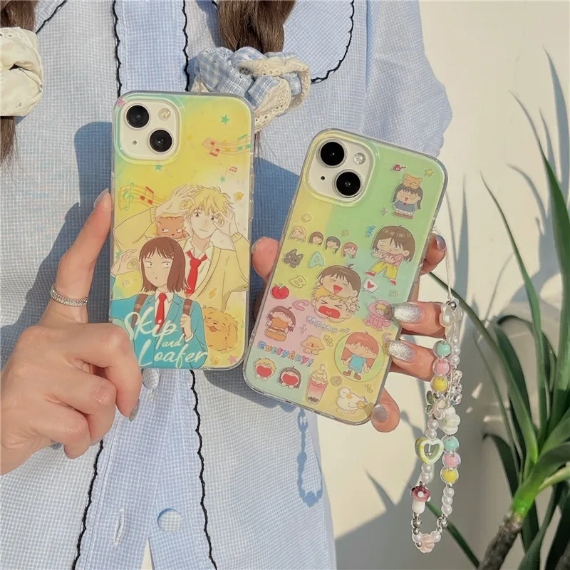 Skip and Loafer Young Girl Boy Japan Anime Phone Case for iPhone 12 13 14 15 Pro Max スキップとローファー Cute Cartoon IMD Cover