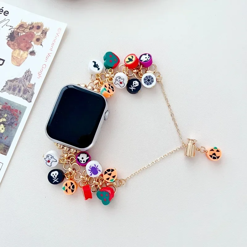 Metall-Schmuckarmband für Apple Watch Serie 10, 9, 8, 7, 6, 5, 4, SE, Halloween-Kettenarmband für iWatch-Band 38/40/41/42/44/45/46/49 mm