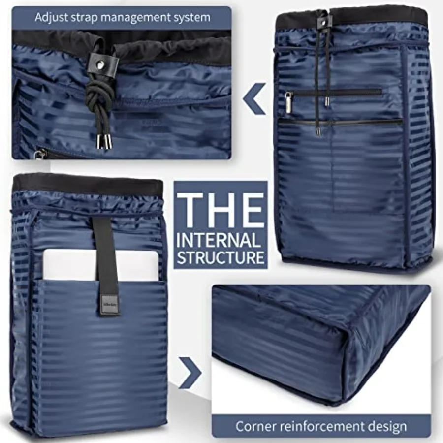 حقيبة ظهر سوداء للرجال مقاس 16 بوصة للكمبيوتر المحمول مع حجرة كمبيوتر برباط رفيع مقاوم للماء حقيبة ظهر تكنية للسفر wo #3