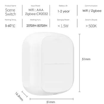 Tuya Wifi / Zigbee 2Gang Bezdrátový ruční dálkový ovladač s přepínačem scén, bateriové napájení, automatizační zařízení pro ovládání aplikací 8 nejlepší prodej Chytré ovládání aplikací Flamingo - №5