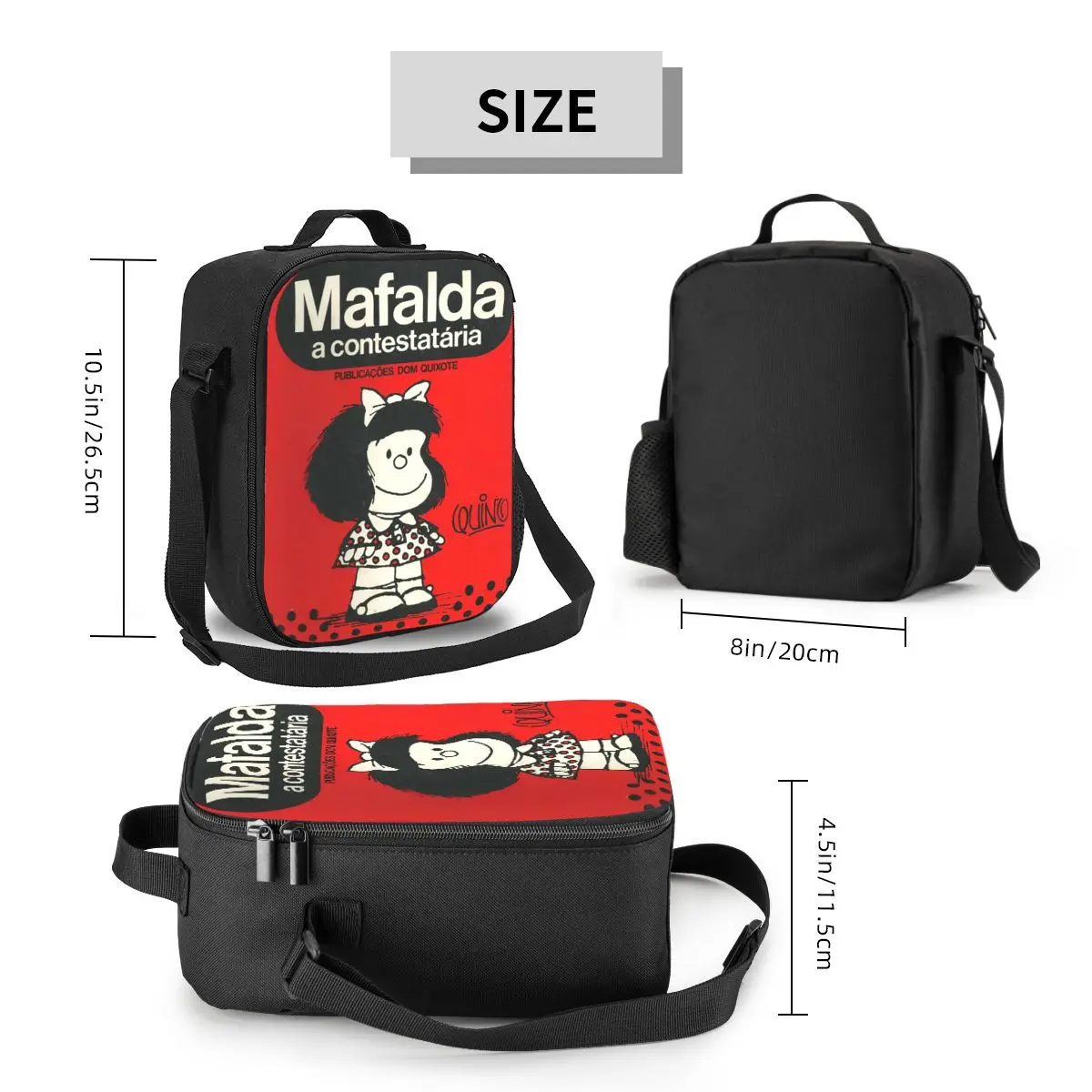 Custom Mafalda A Contestataria Insulated Lunch Bag for Women Quino Comic Manga Cooler Thermal Bento Box Kids School Children