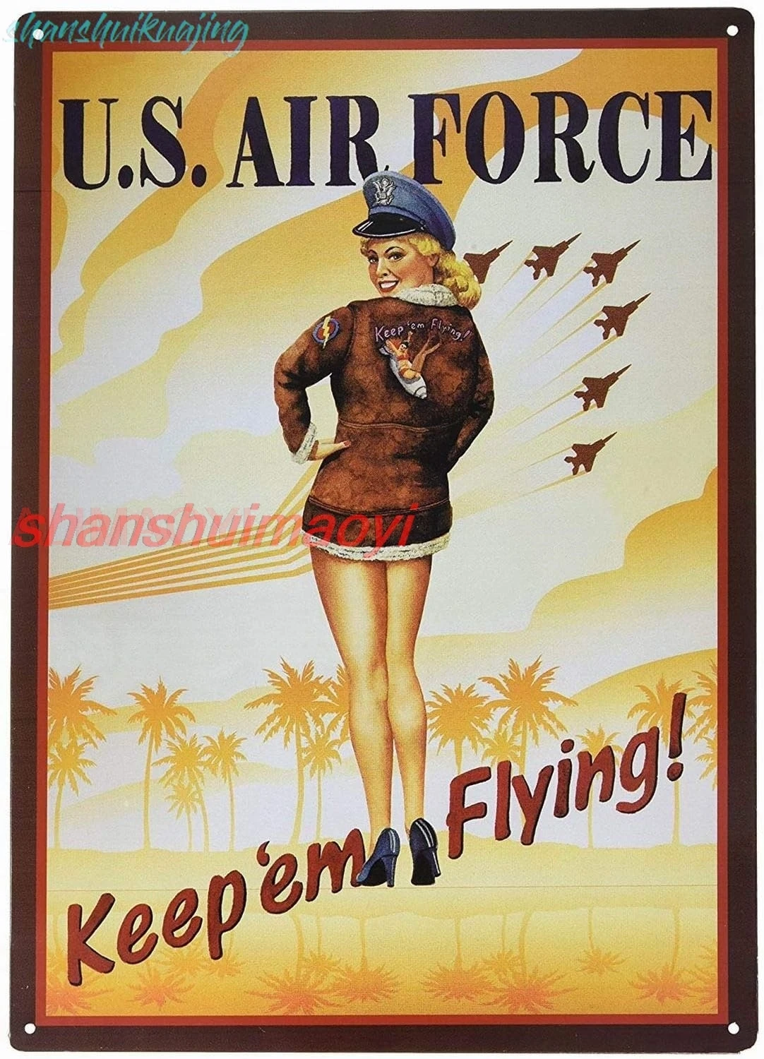 Retro Vintage Tin Metal Sign 8x12 Air Force Keep Em Flying Sexy Girl Wall Decor nice FGDD sign