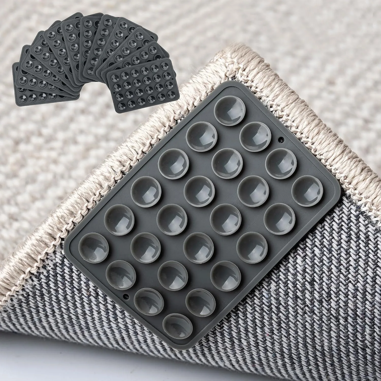 4/8PCS Reusable Carpet Anti-Slip Pads, Easy-to-Install Rug Grippers, Prevent Slipping, Curling, and Shifting, Durable Floor