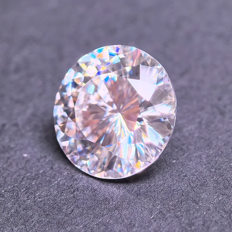 Moissanite batu bentuk bulat api biru manik-manik jimat warna-warni untuk DIY membuat liontin perhiasan dapat dipilih sertifikat GRA