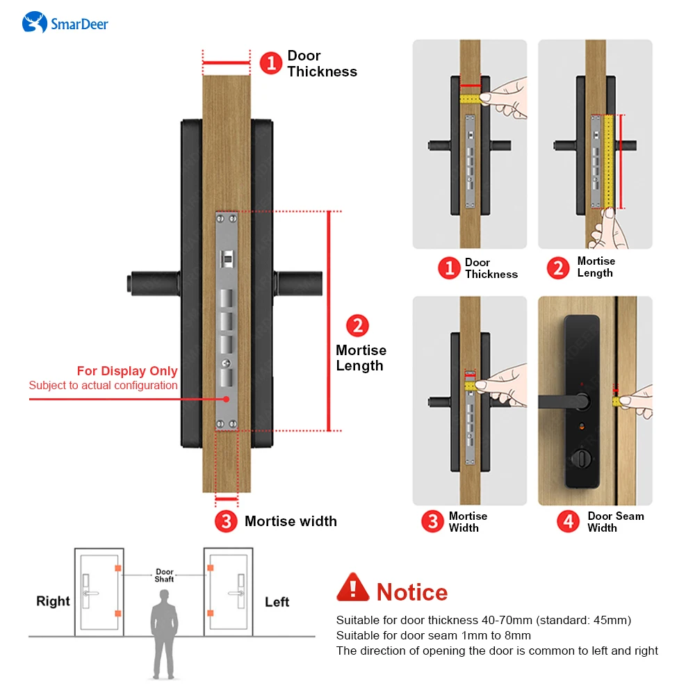 Cerradura de puerta inteligente Bluetooth superior para cerradura de huella digital TTLock dirección derecha/izquierda Universal con huella digital/contraseña/aplicación