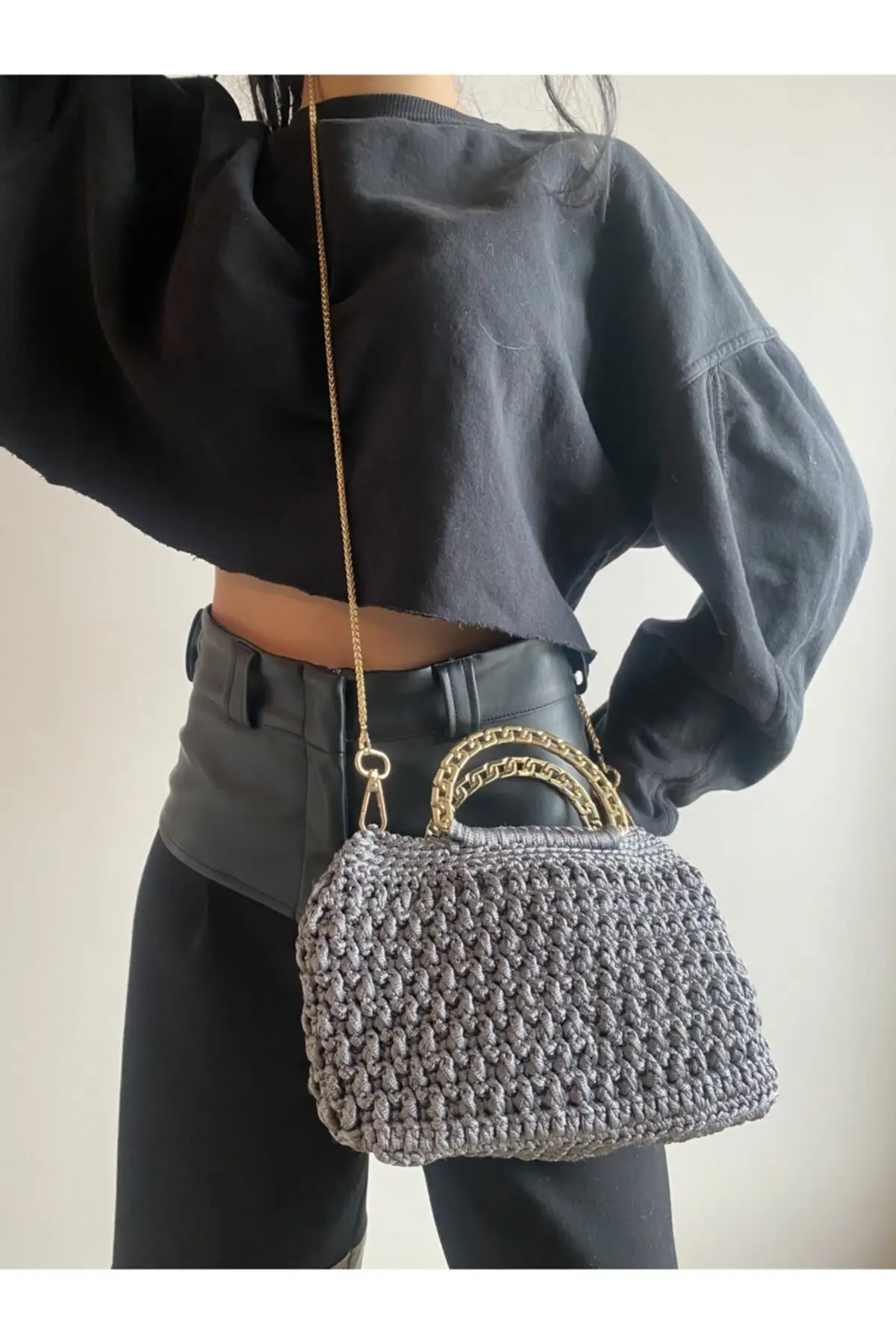 

Uras Ribbon Rope Hand-Knitted Handbag Women Bag Shoulder bag Handmade