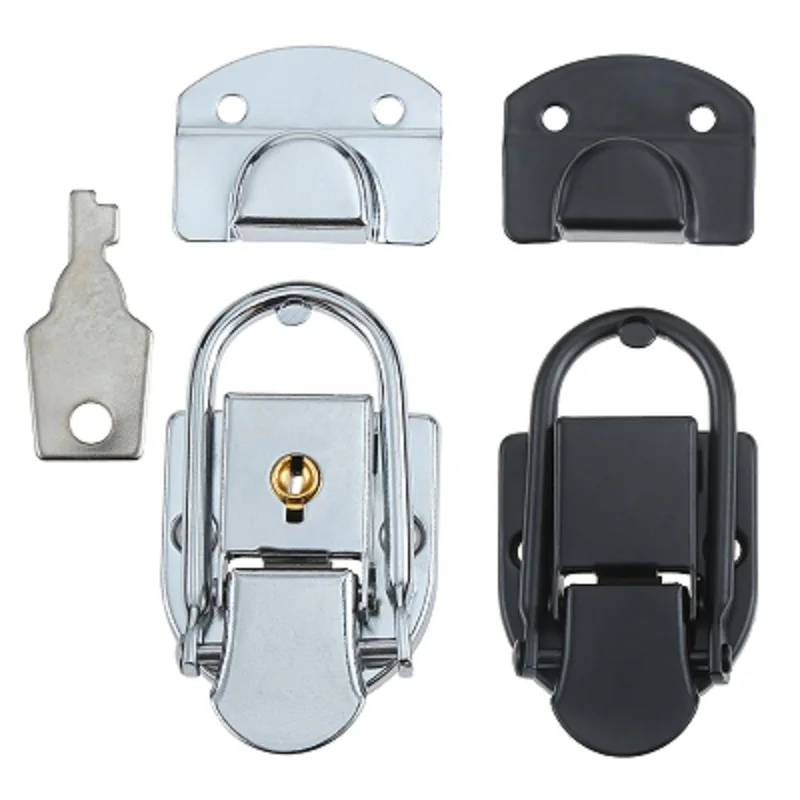 1Set Metal Box Latch Hasp with/without Key Silver/Black Safety Lock Buckle for Aviation Case Cabinet Toolbox Box Cabinet 69*34mm