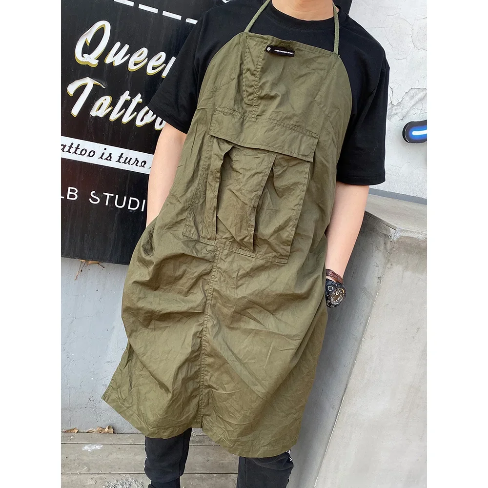 Japanese Style Brief Aprons Custom Logo Barista Uniform Overalls Barber Catering Painting Apron Unisex Work Apron For Men Women