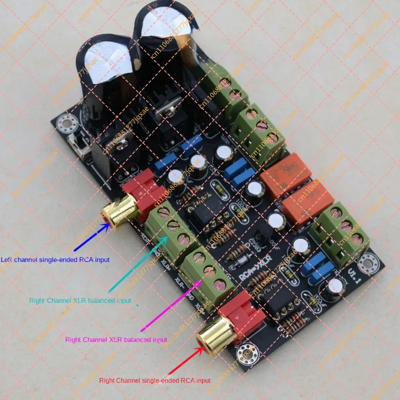 RCA/XLR Single-Ended to Balanced Converter Board, Built-in Rectifier Filter (AC Powered)