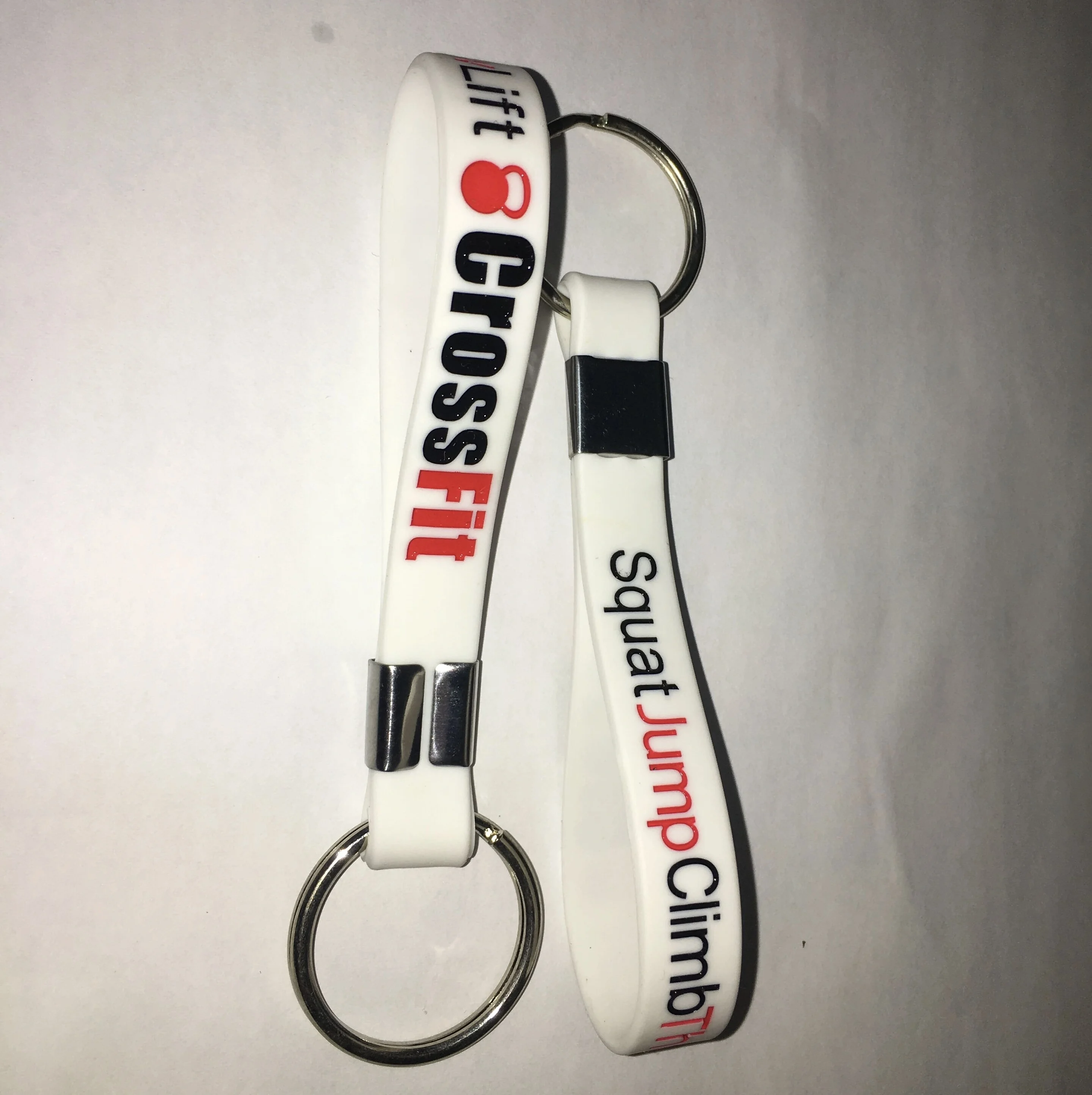 Silicone Keychain Silicone bracelet CROSSFIT SquatJumpClimbThrowLift white 202*12*2MM 2PCS/lots Free Shiping