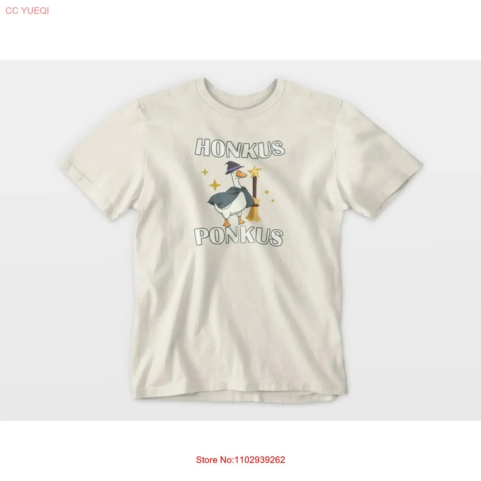 Honkus Ponkus T-Shirt, lustiges Zauberer-Gänse-Hexen-Magie-Tier-Vintage-Shirt, leicht gewaschen, für den Alltag, Unisex-Mode