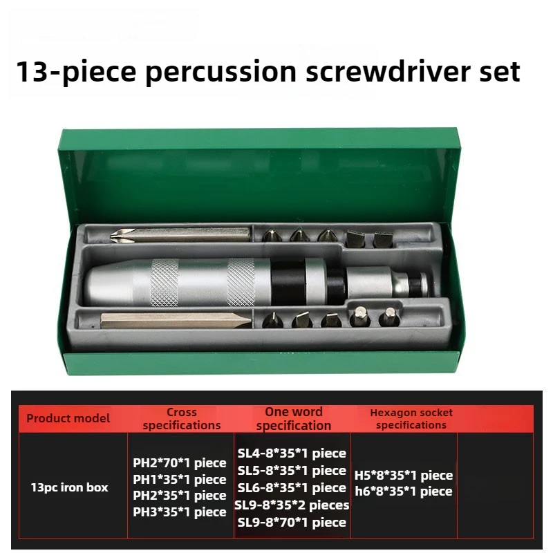 13pcs Reversible Impact Screwdriver Set Box CR-V Remove Rusted Fasteners Impact Driver Kit Manual Frozen Bolts  Impact Driver