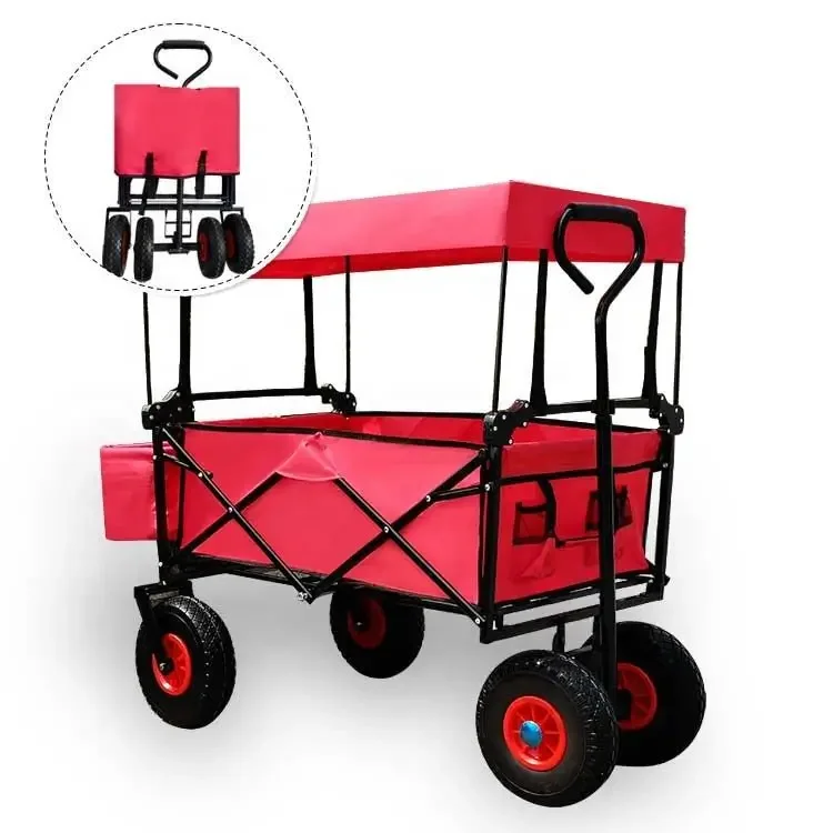 

Durable Outdoor Utility Beach Camping Trolley Cart Inflatable Wheels Folding Wagon