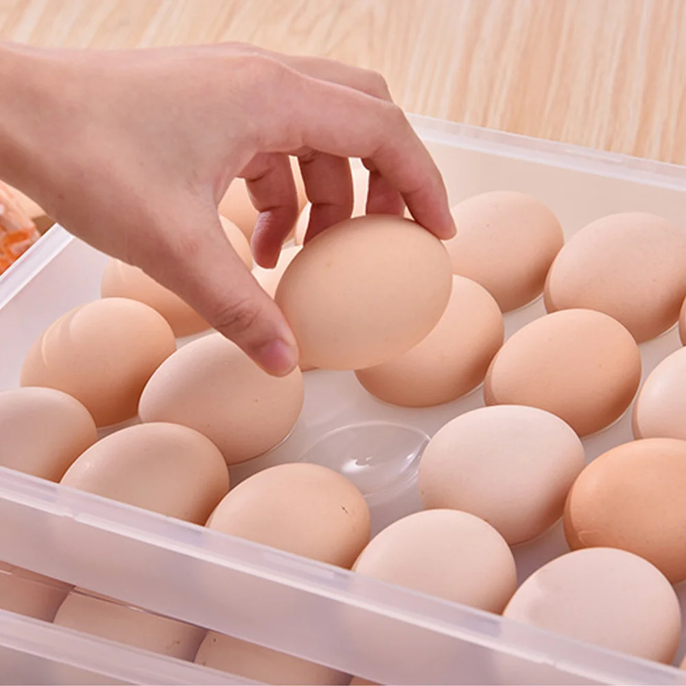 1pc 24 Grids Plastic Egg Storage Containers Box Refrigerator Organizer Drawer Egg Fresh-keeping Case Holder Kitchen Tray