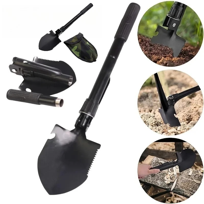 

Многофункциональная складная лопата, садовый инструмент, мини-телескопический скребок для снега, складная сельскохозяйственная лопата для кемпинга и активного отдыха.