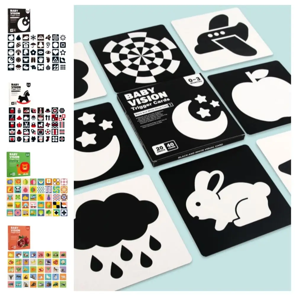 Hoog contrast Visuele stimulatiekaart voor baby's Kleur leren Vroege educatieve Baby Vision Tigger-kaarten Waterdichte cognitie