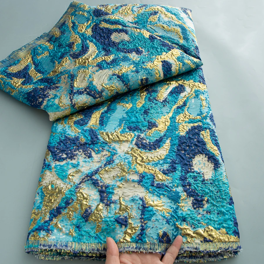 

2025 французская парчовая кружевная ткань 2025 Высокое качество 5 ярдов позолота нигерийская жаккардовая кружевная ткань элегантное платье для женщин A4329