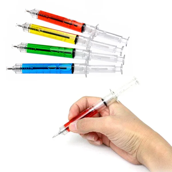 

Novelty Syringe Ball Pen Red Fashionable Liquid Movement Design Unique Gift Idea Needle Tube Tubing Shaped Ball Point Pen
