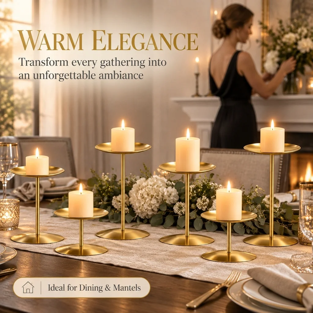 Staggered Height Pillar Candlestick Set, Screw Assembly Candle Holder with Non-Slip Pad, Wedding Table Center for Home & Event