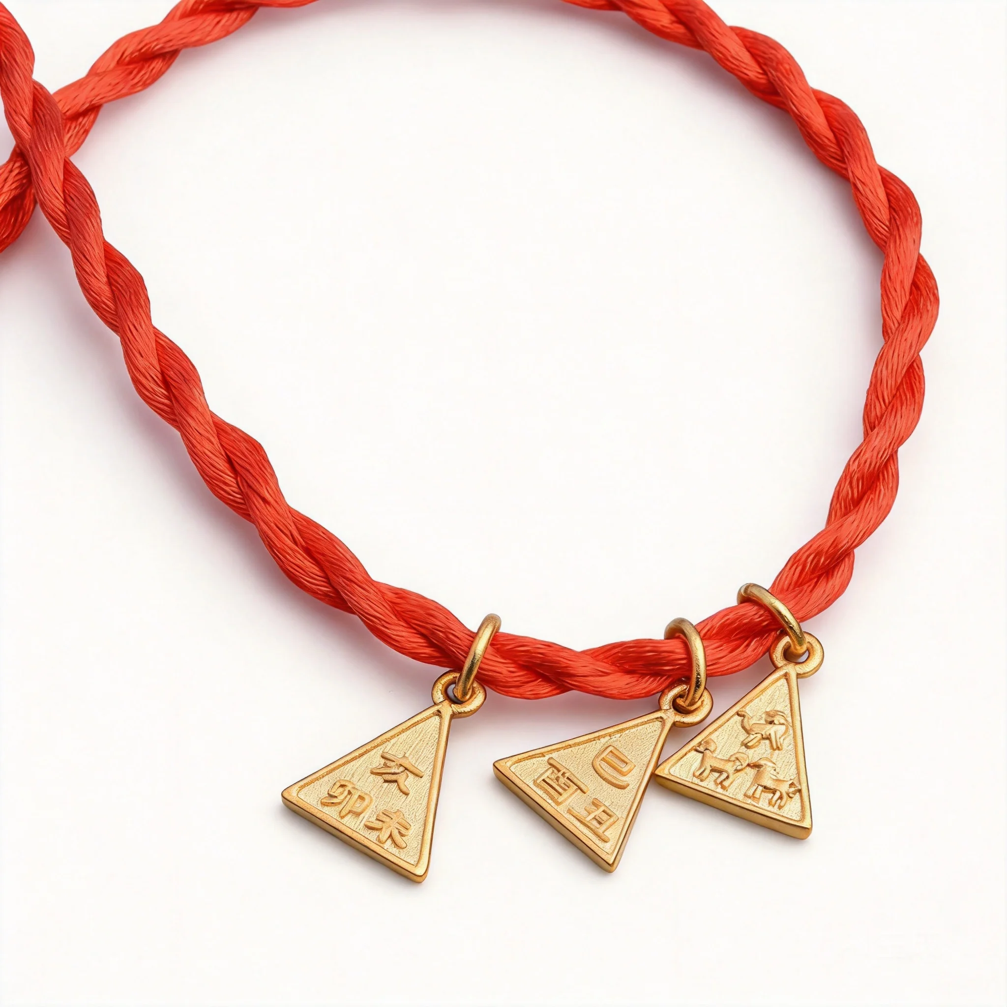 Lucky Chinese Zodiac Triad Pendant Engraved Golden Blessing Good Fortune Charms For Diy Necklace Bracelet Jewelry Accessories
