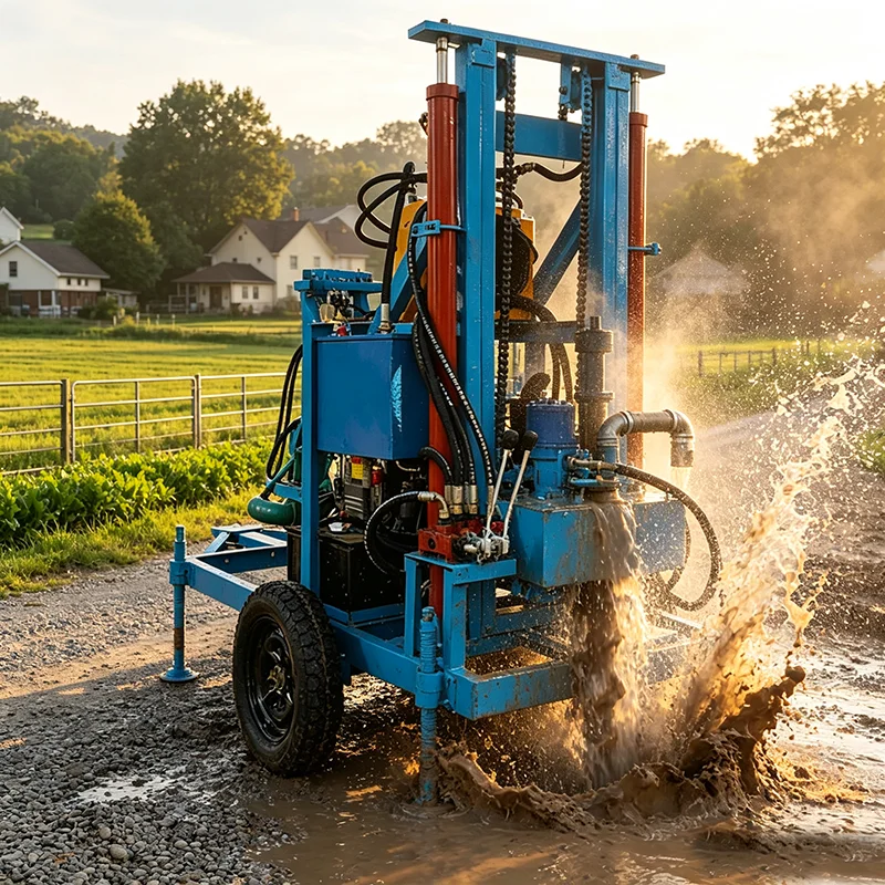 Hydraulic Water Well Drill Rig 90m Diesel Borehole Drilling Machine for Rural Small Farm Water Well Project