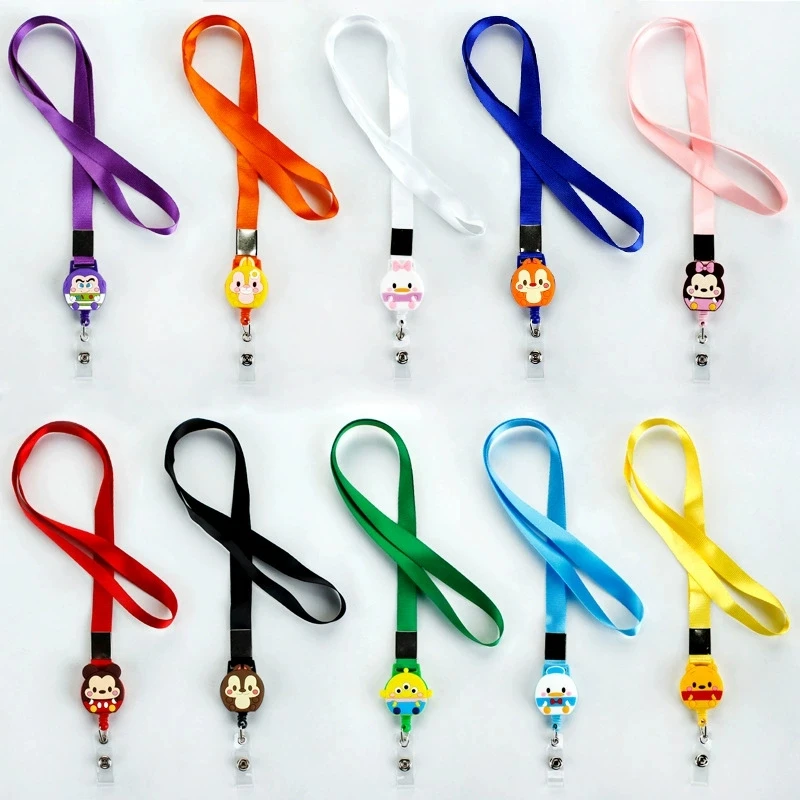 Cute Cartoon Hanging Neck Long Rope ID Card Holder Scalable Toggle Clip Employee Card Nurse Chest Card Student Bus Card Holder