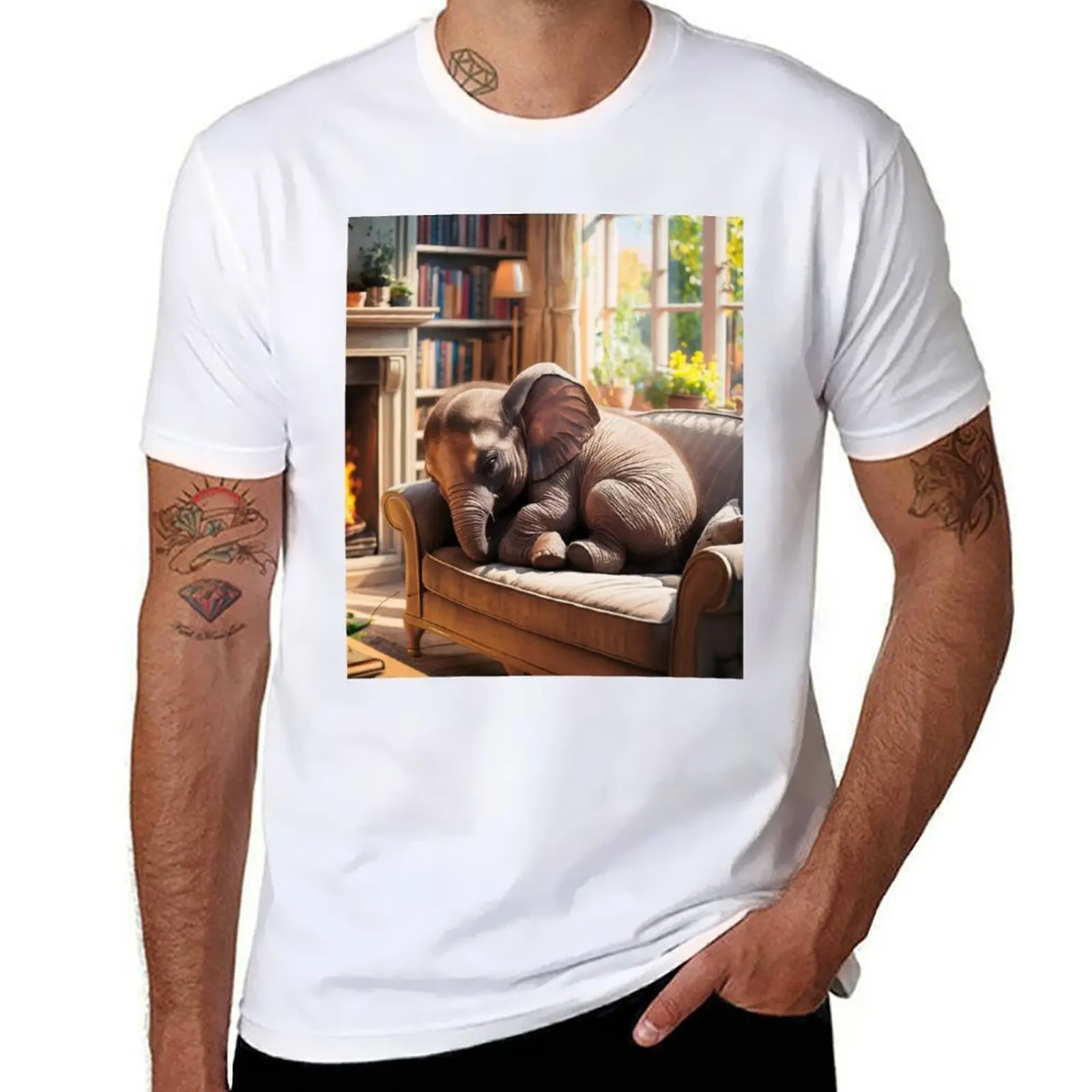 

Elephant Portrait. resting elephant T-Shirt anime tshirt man t shirts high quality luxury brand T-Shirt