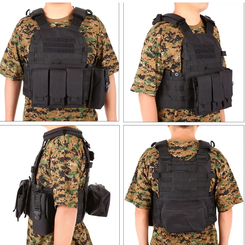 

6094 Tactical Vest Men's Multi functional Lightweight Training Bag-Vest Black Outdoor CS Field Equipment Pockets Body Armor