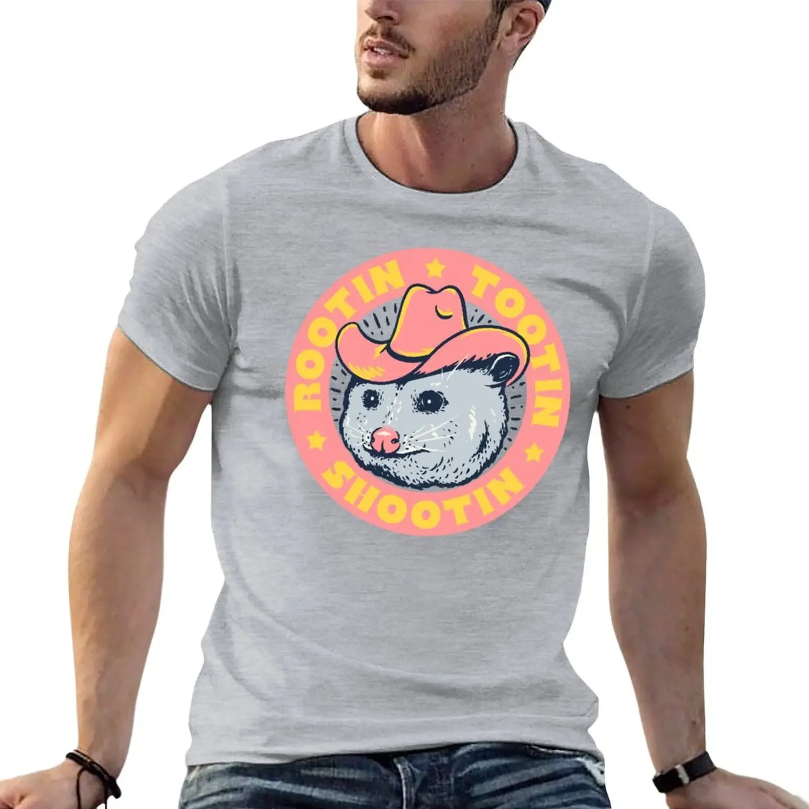 New Rootin Tootin Shootin Possum Cowboy Advice Space Cowgirl Country Style Possum Pet Mat Bandana Opossum Pink Frame T-Shirt