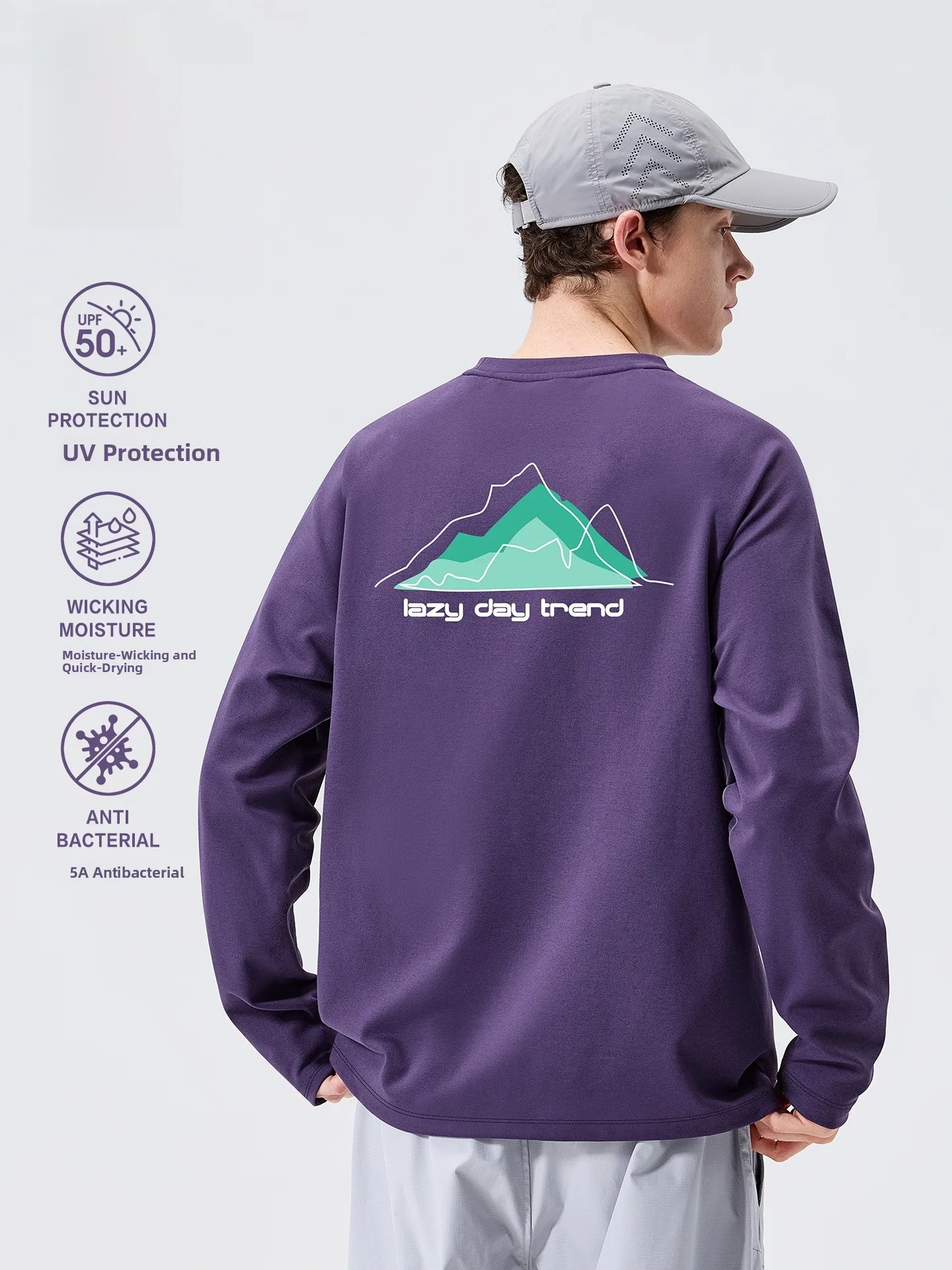 LAZY DAY Outdoor Moisture-Wicking Quick-Dry Hiking Printed T-Shirt Women's Spring Autumn Trekking UV Protection Sports Top