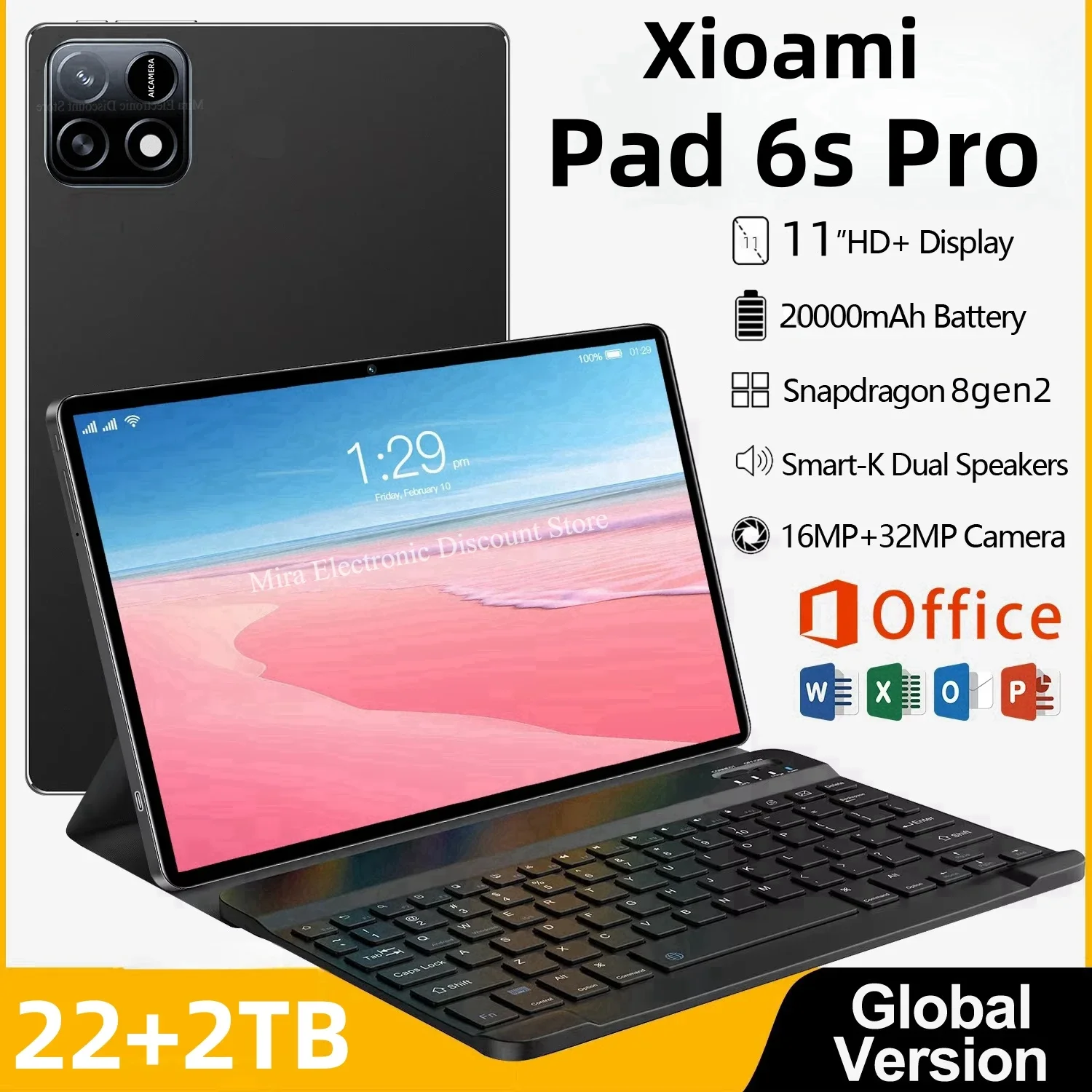 

2024 NEW Original MI Pad 6S Pro Tablet 11inch Snapdrago 8gen2 HD 4K Android 14 16GB+1T 20000mAh 5G Dual SIM WiFi GPS Tablet PC