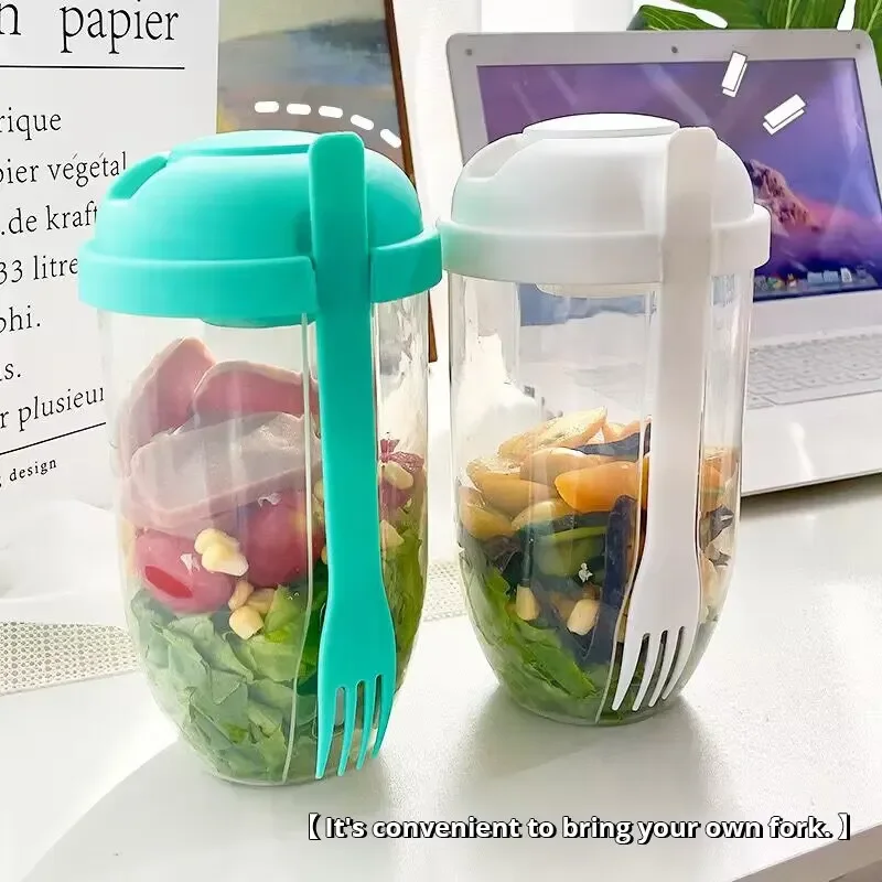 Portable Bottle Salad Container Bottle-Shaped Bento Salad Bowl for Lunch Salad Box Fork Bowl Fat-reducing Slimming Cup