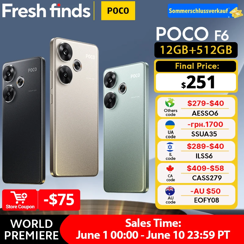 ワールドプレミア POCO F6 スマートフォン グローバルバージョン