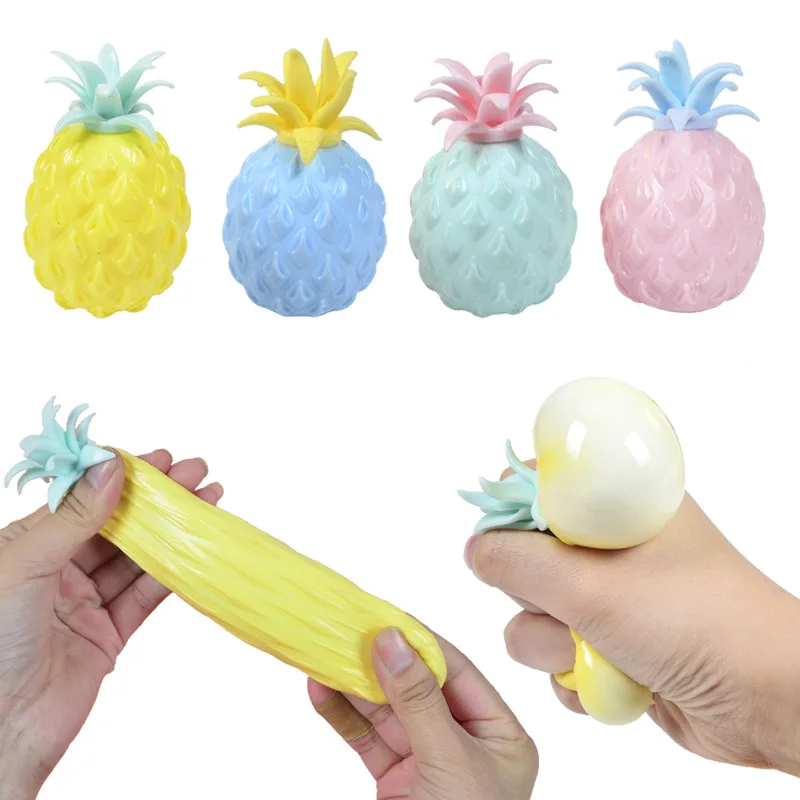

Funny Pineapple Relief Stress Decompression Vent Squeeze Ball Gift Water Beads Squishy Fidget Sensory Toys Simulation Fruit Food