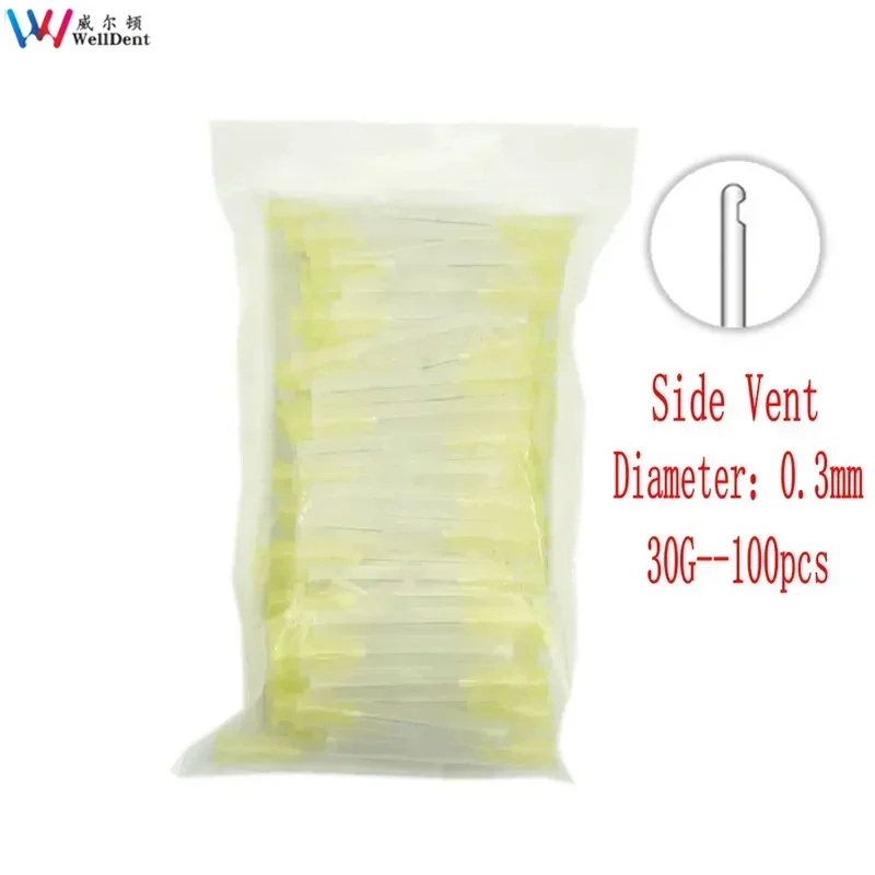 100pcs/pack Dental Endo Irrigation Needle Tip Dental Root Canal Lateral   Dentristry Rinse  Dia 0.3/0.4mm