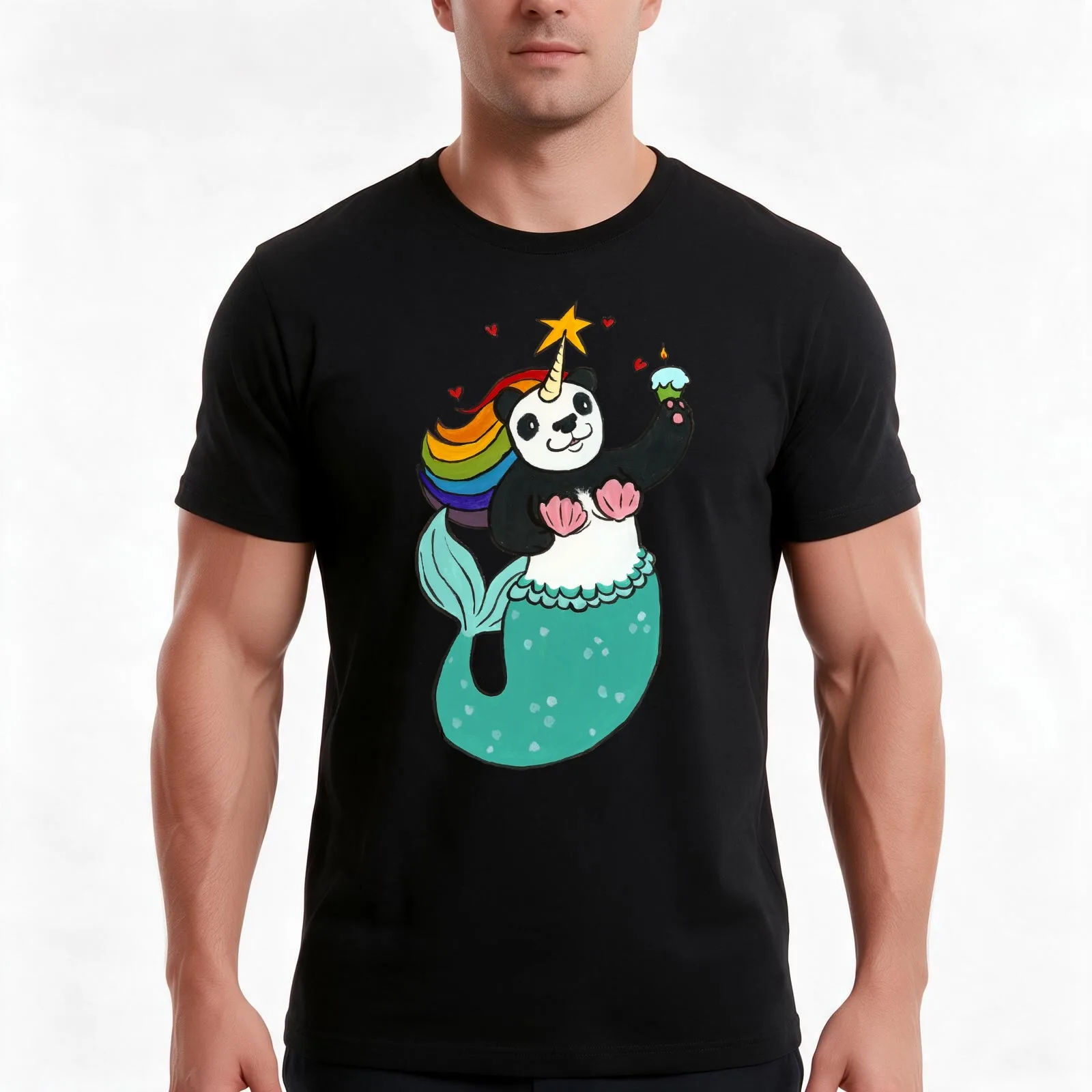 Panda of awesomeness T-Shirt, Summer Casual Cotton Tee, Oversized Streetwear Tops, Vintage Graphic Print, Loose Fit Short Sleeve