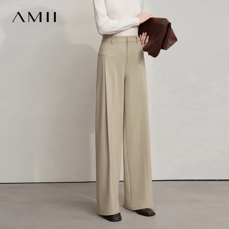 

Amii Women's Pants 2025 Winter New Commuter Solid Color Wide-leg Pants For Woman Casual Loose Versatile Woman Trousers 12544101