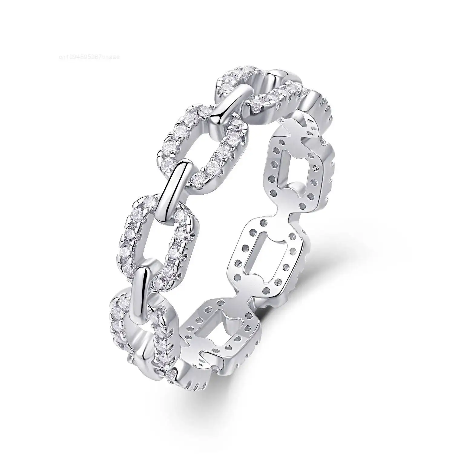 

Dainty 925 Sterling Silver Moissanite Cuban Ring Fashionable Girls Jewellery with Factory Wholesale Link Chains