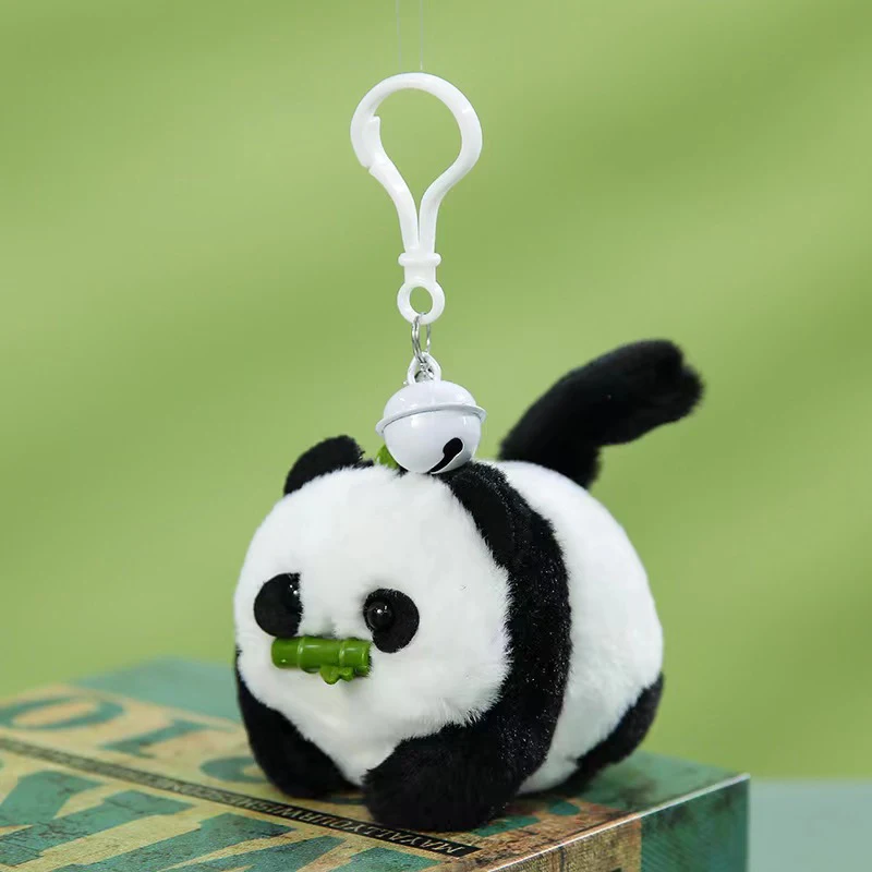 1 szt. Pluszowa Panda wisiorek w kształcie lalki zabawka ciągnąć linę ogon ruchomy Kawaii Anime pluszowy brelok zabawna brelok do kluczy z ozdobą lalka prezent