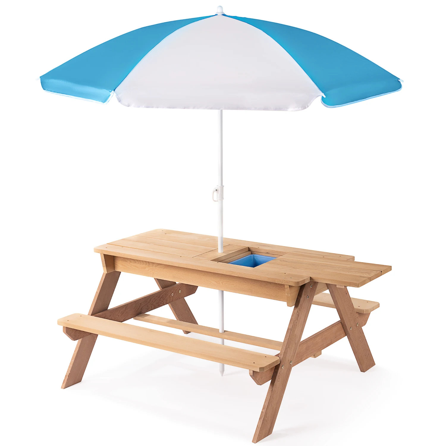 

Kids Outdoor Wooden Picnic Table with Umbrella, Convertible Sand & Water, ASTM & CPSIA Certified Gray