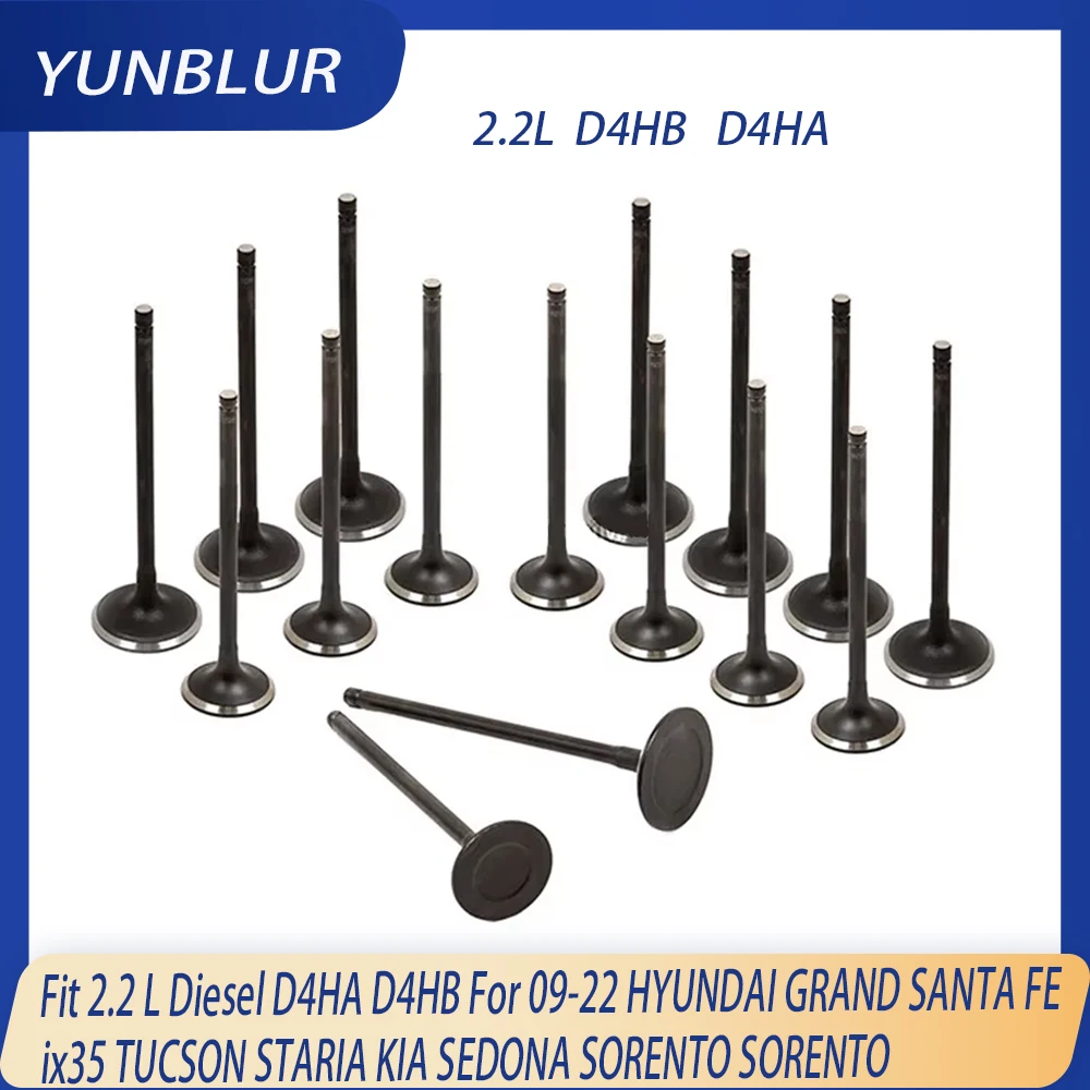

16x Engine Intake & Exhaust Valve Kit Fit 2.2 L Diesel D4HA D4HB For 09-22 HYUNDAI GRAND SANTA FE ix35 TUCSON STARIA KIA SEDONA