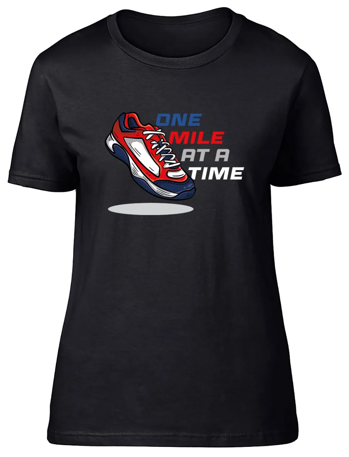 One Mile at a Time Funny Marathon Runner Womens T-Shirt Ladies Gift Tee
