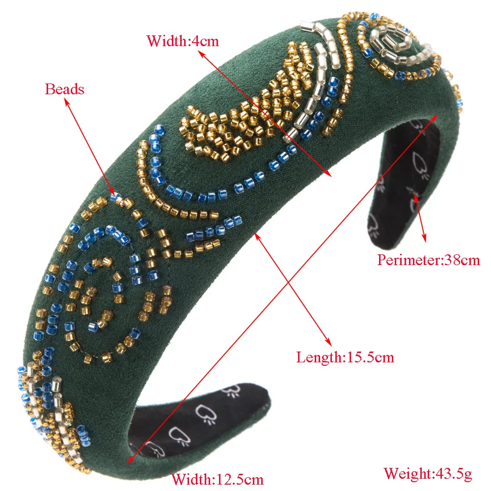 New Hand-Stitched Bead Headband Vintage Flannel Elegant Headband Versatile Banquet Hair Accessories