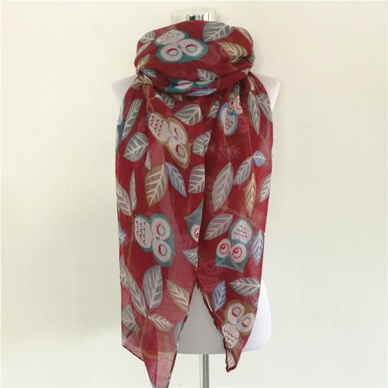 Nieuwe Leuke Animal Zwart Wit Blauw Cartoon Uil Print Sjaal Snood Sjaals Voor Dames Vogel Lange Sjaal Voor Vrouwen Sjaals