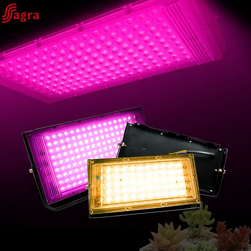 Full Spectrum LED Grow Light Phyto Lamp AC 220V 50W 100W con spina ue per l'illuminazione del proiettore per la crescita delle piante idroponica in serra