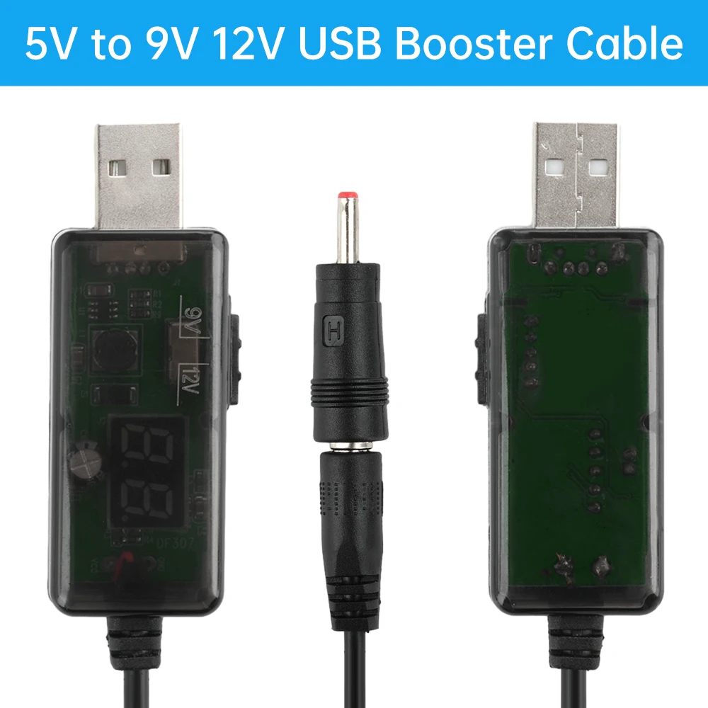 DC 5V to 9V 12V USB Step-up Converter Cable + 3.5x1.35mm Connecter USB Boost Converter For Power Supply/Charger/Power Converter