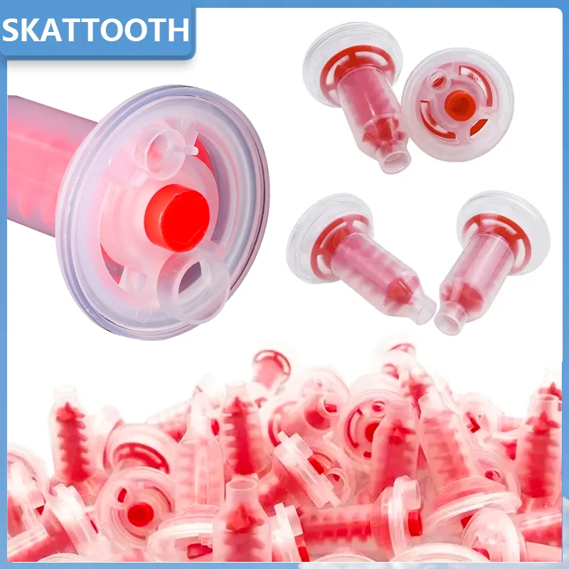 

50pcs Dentistry Material Mixing Tips Impression Material 5:1 Red Silicon Rubber Pentamix Mixing Machine Dental Materials